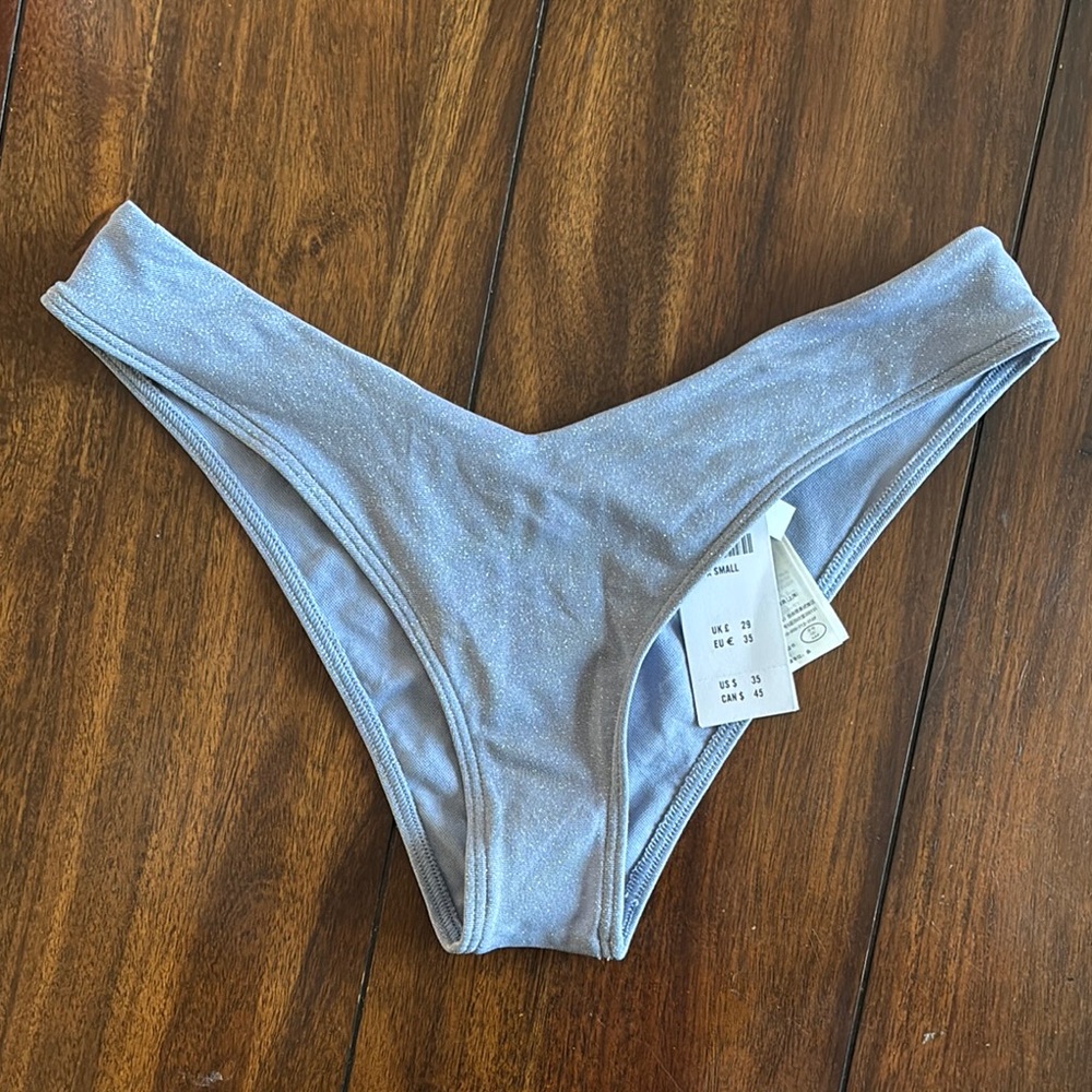 NWT Abercrombie & Fitch High Leg Cheeky Light Blue Bikini Bottoms Size XS